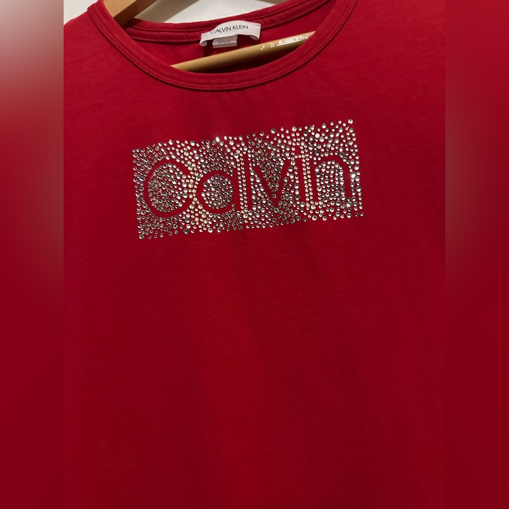 Calvin Klein Red T-Shirt Dress - Size Medium - Picture 2 of 4